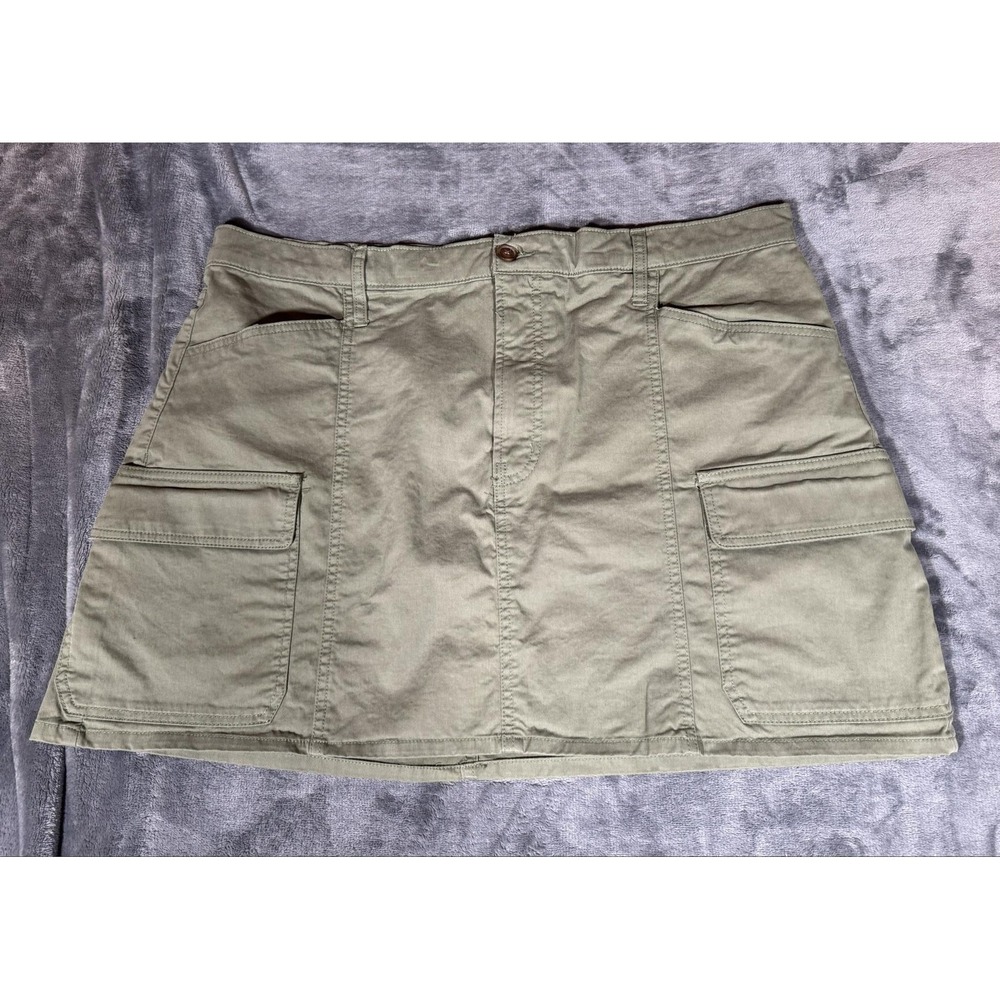 Gap Skirt Womens 18 Green Cargo Mini Twill Pockets Stretch Casual Travel Utility